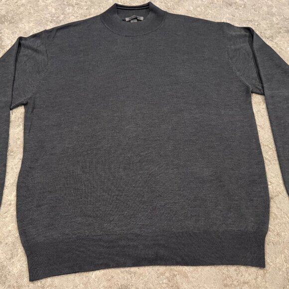 Johnston & Murphy Men's 100% Silk Knit Crew Neck Grey Long Sleeve Sweater Shirt - Picture 8 of 16